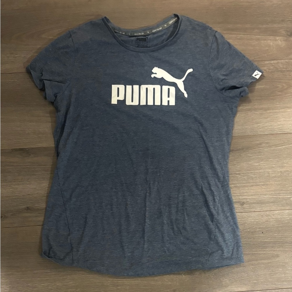 PUMA Women's Navy Tee with White Logo
